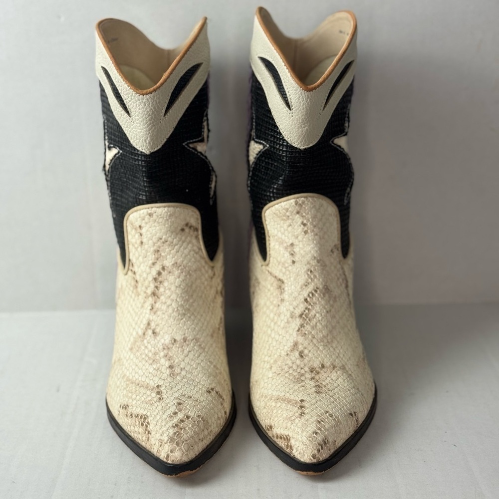 Dolce Vita Leather Cowboy Boots Loral Black/White Size 6.5